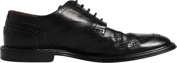 Black Leather Derby Wingtip Formal Shoes