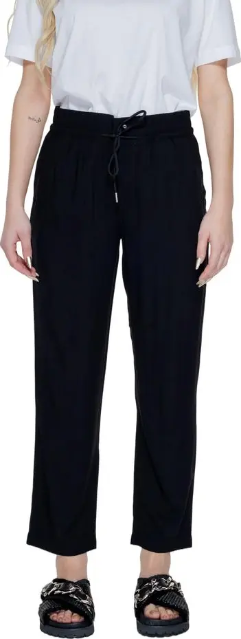 Black Viscose Casual Pants