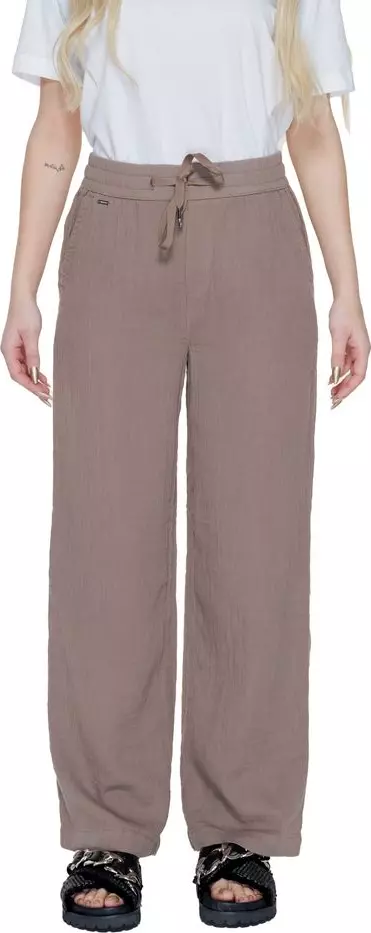Brown Cotton Casual Pants