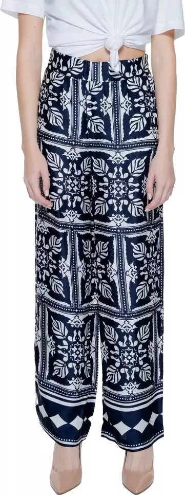 Blue Viscose Casual Pants