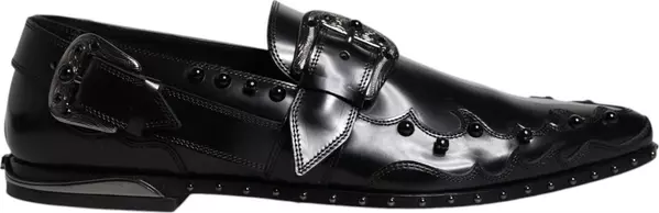 Black Embellished Derby Monk Strap Shoes