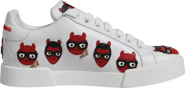 White Devil Face Portofino Sneakers Shoes