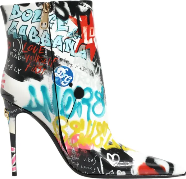 Multicolor Graffiti Keira Mid Calf Boots Shoes