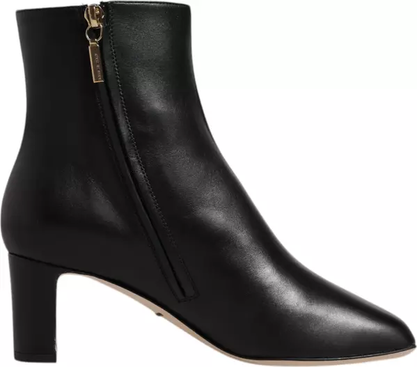 Black Jackie Leather Mid Calf Boots Shoes