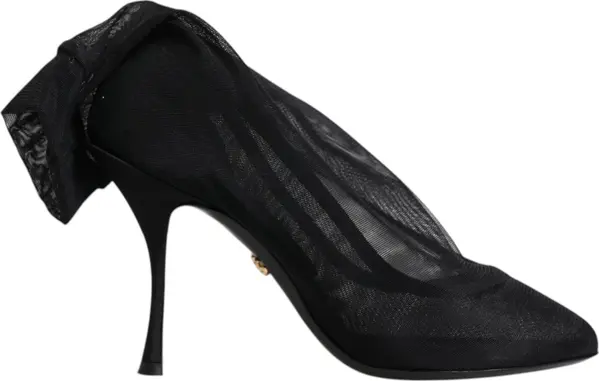 Black Silk Stretch Mesh Sock Boots Shoes