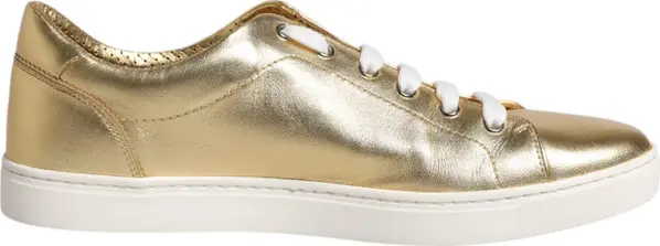 Gold Leather Logo London Men Sneakers Shoes