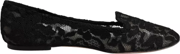 Black Taormina Lace Slip On Flats Shoes