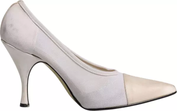 White Beige Leather High Heels Pumps Shoes
