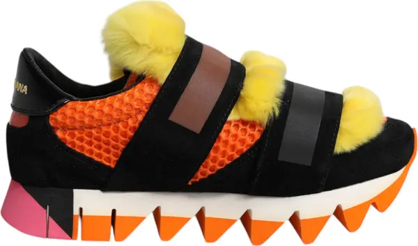 Multicolor Fur Embellished Sneakers Shoes