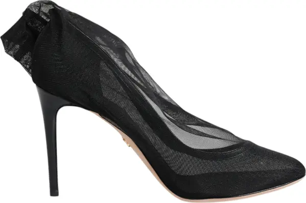 Black Nylon Mesh Sock Style Boots Shoes
