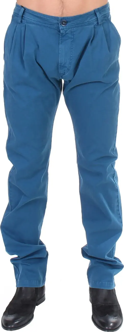 Blue Cotton Straight Fit Chinos