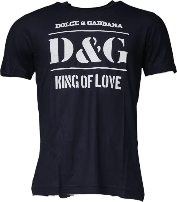 Blue D&G King Of Love Cotton Crew Neck T-shirt
