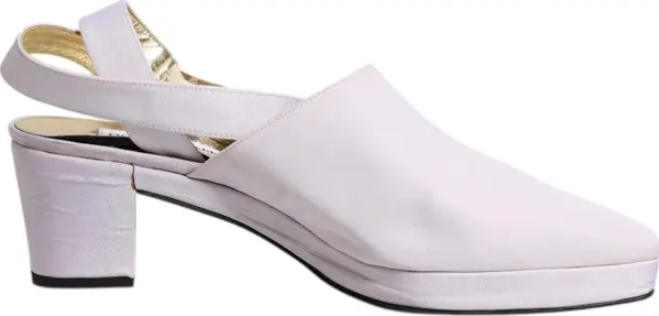 Off White Block Heel Slingback Sandals Shoes