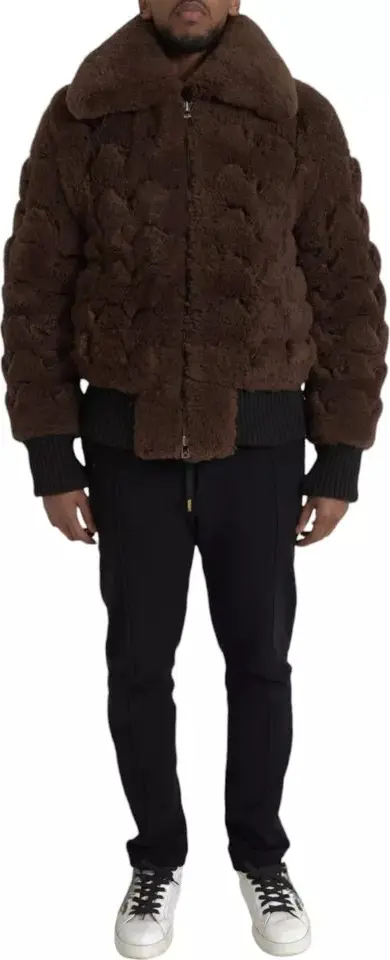 Brown Fur Lamb Shearling Coat Jacket