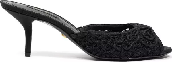 Black Cotton Mules