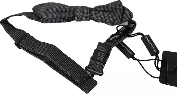 Gray Silk Patterned Mens Necktie Bow Tie