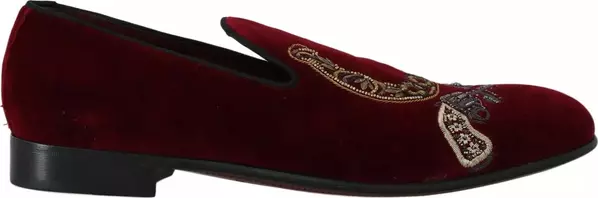 Bordeaux Velvet Loafers Gun Horseshoe Shoes