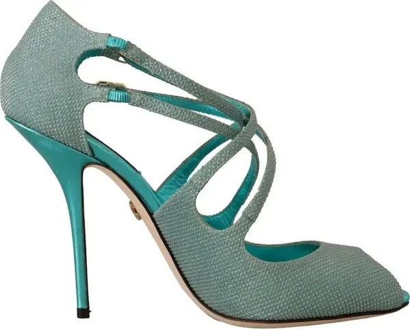 Blue Glittered Strappy Heels Sandals Shoes