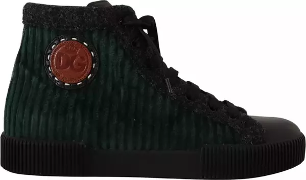 Green Corduroy High Tops Sneakers Mens Casual Shoes