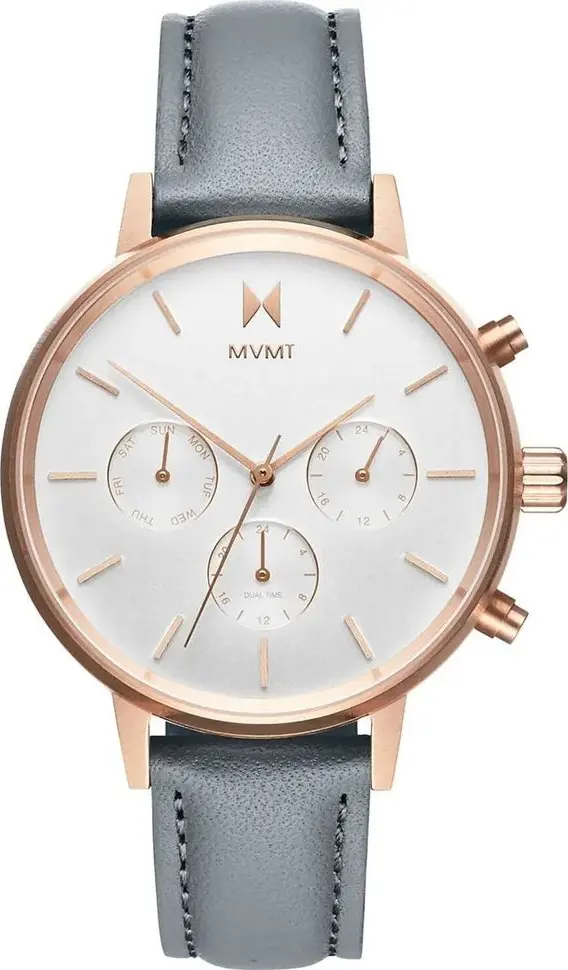 Gray Leather Dress Watch