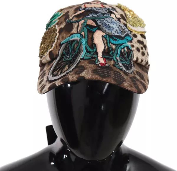 Brown Leopard Sequin Sicily Applique Baseball Hat