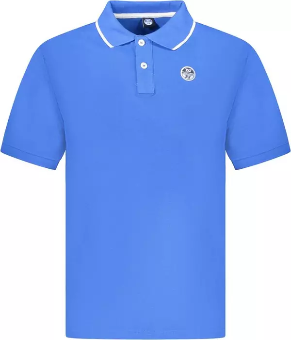 Blue Cotton Men Polo Shirt