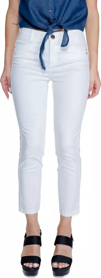 White Cotton Casual Pants