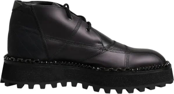 Black Leather Lace Up Ankle Boots Shoes