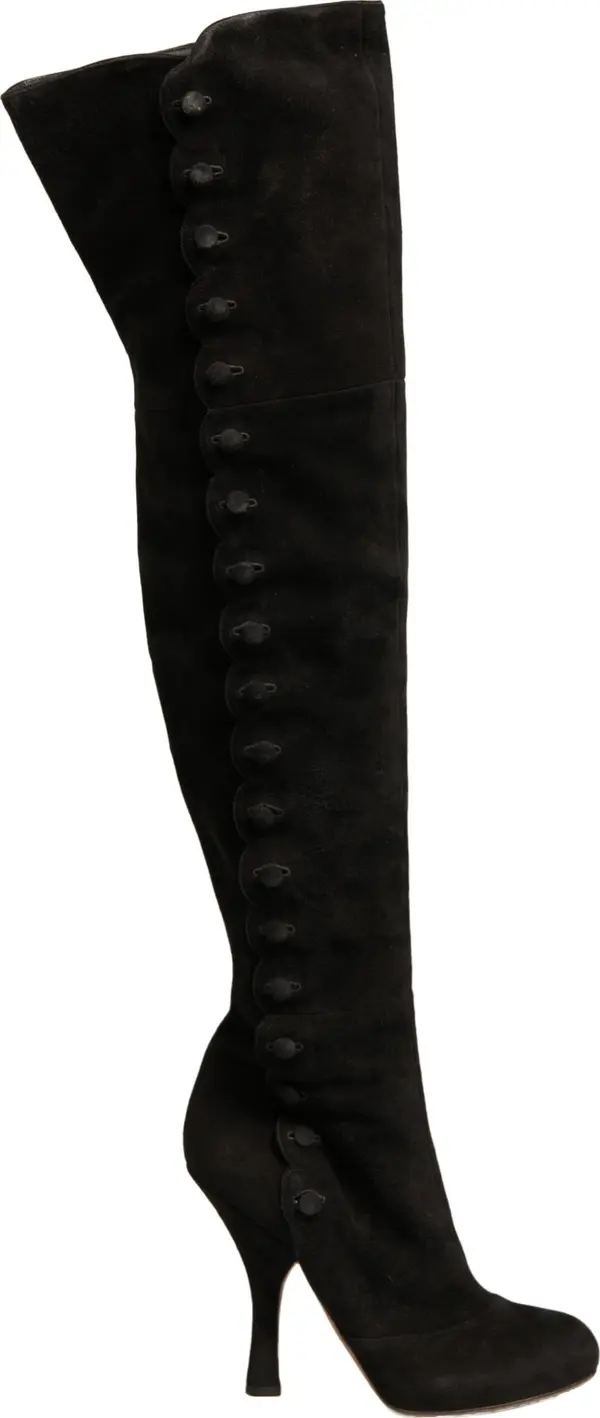 Black Suede Heels Knee High Boots Shoes