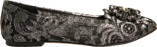 Silver Crystal Loafer Lace Ballet Flats Shoes