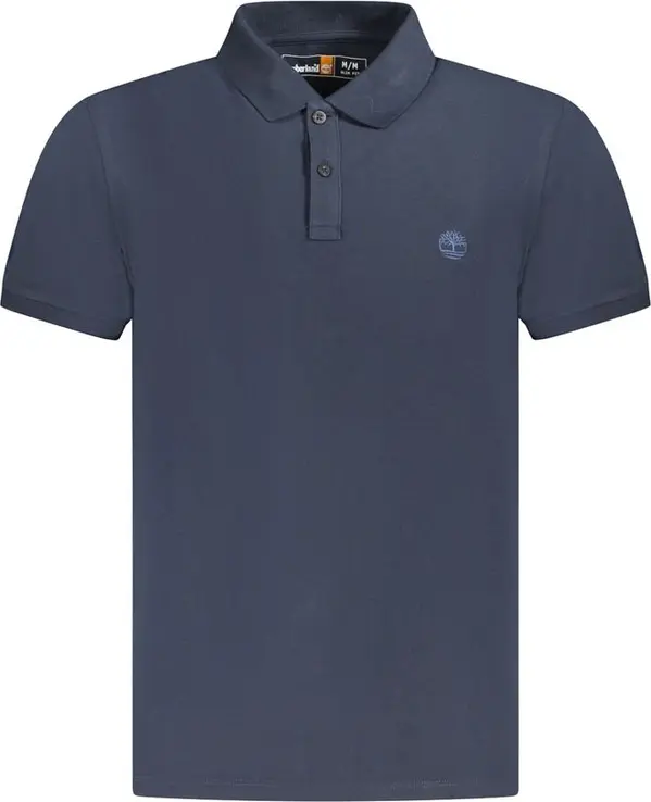 Blue Cotton Men Polo