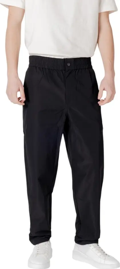 Black Polyester Casual Pants