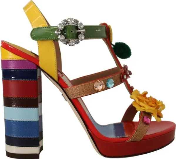 Multicolor Cotton Platform Sandals