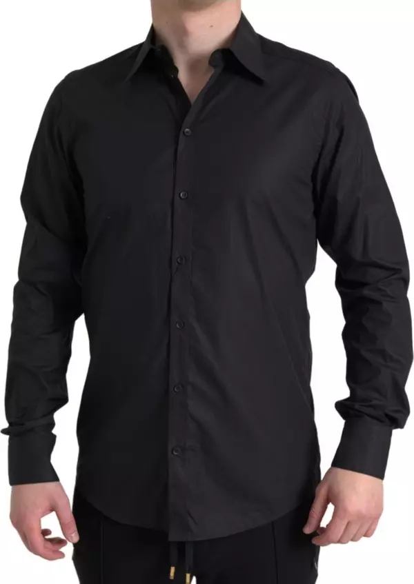 Black Cotton Dress Shirt