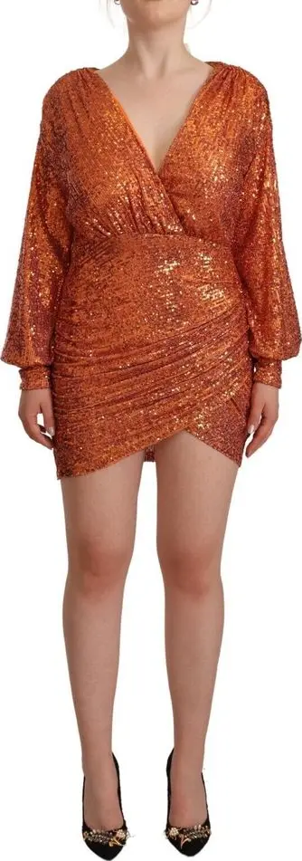 Orange Polyester Cocktail Dress