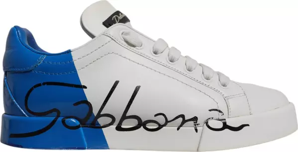 White Blue Logo Portofino Sneakers Shoes