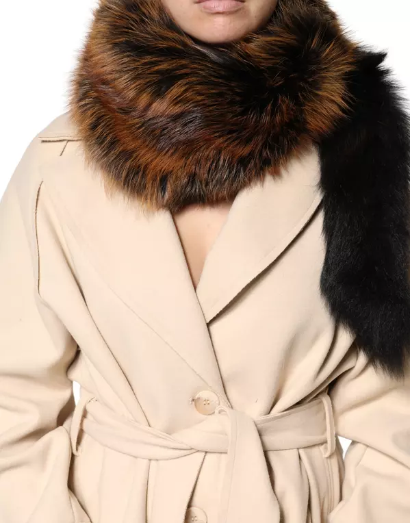 Brown Red Fox Fur Neck Warmer Winter Scarf