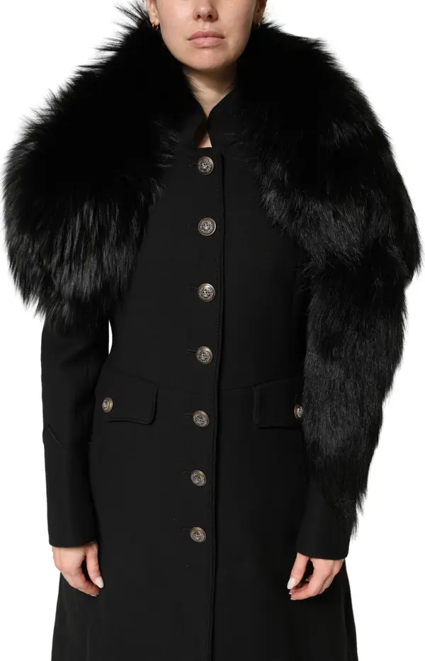 Black Fox Fur Neck Wrap Warmer Winter Scarf