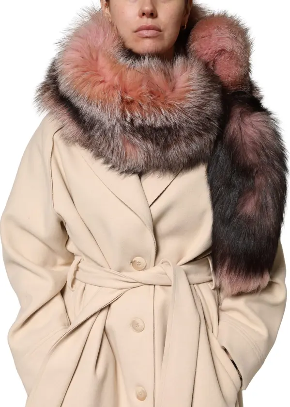 Pink Frost Fox Fur Neck Warmer Winter Scarf