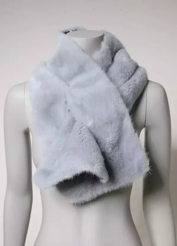 Powder Blue Mink Fur Neck Warmer Scarf