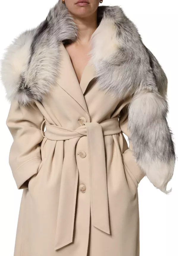 White Fox Fur Neck Wrap Warmer Winter Scarf