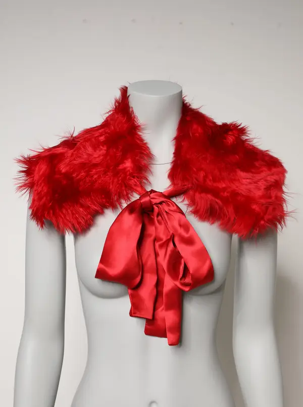 Red Alpaca Fur Women Neck Warmer Winter Scarf
