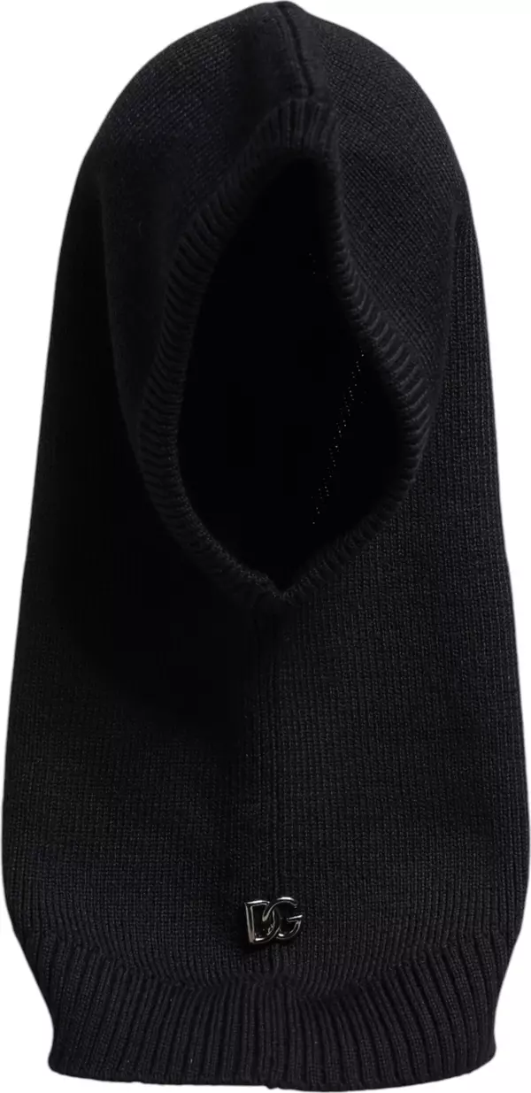 Black Wool Whole Head Wrap Balaclava Hat