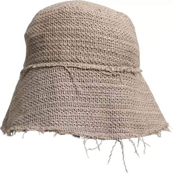 Beige Linen Wide Brim Bucket Hat