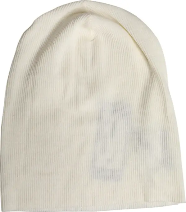 Beige Wool Blend Knitted Beanie Cap