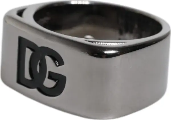 Silver Tone Brass Anello DG Logo Ring
