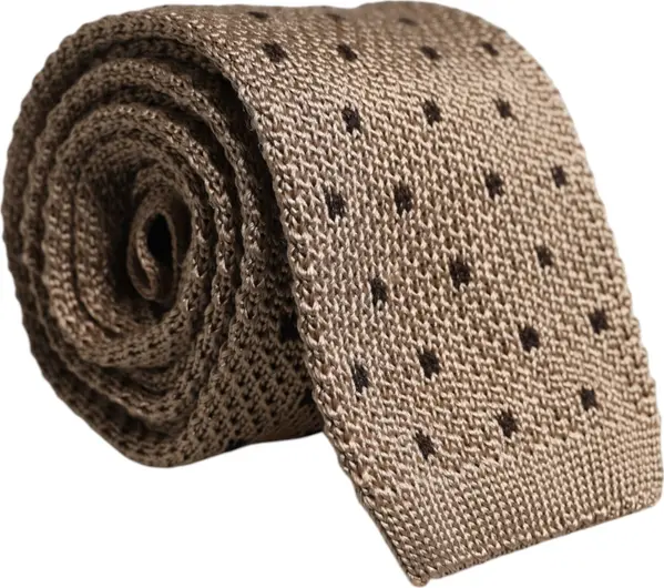 Beige Polka Dot Silk Adjustable Necktie Tie