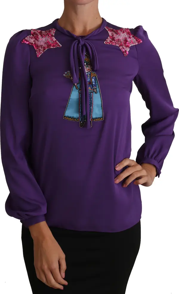 Purple Blouse Prince Fairy Tale Embellished Top