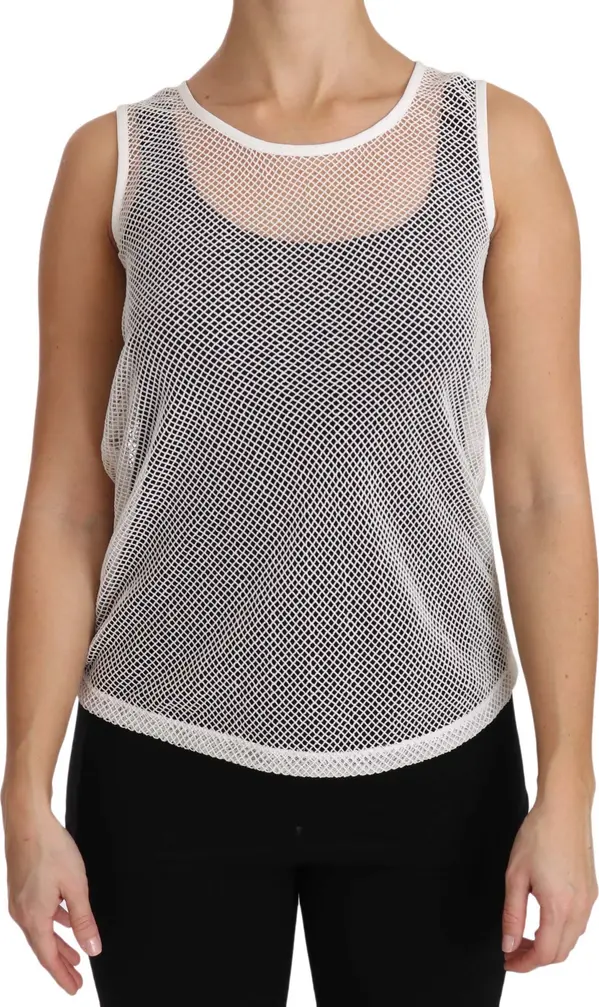 White Net Transparent Sleeveless Tank Top
