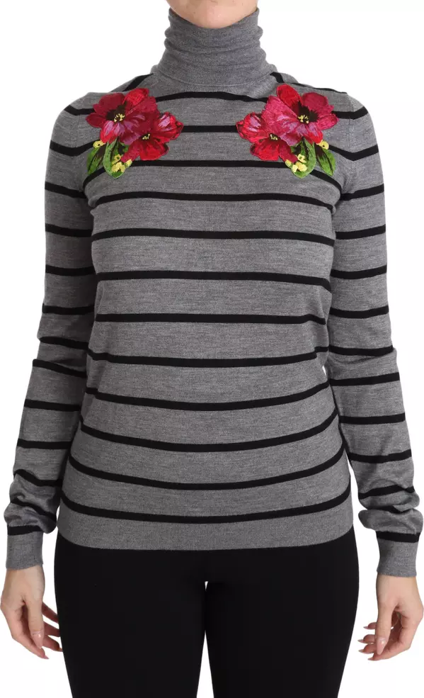 Gray Cashmere Silk Turtleneck Sweater